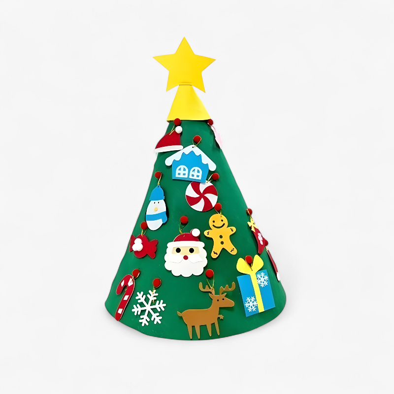 3D DIY Juletræ i Filt – Kreativt Legetræ til Børn og Sjov Juledekoration til Hjemmet