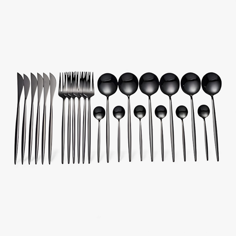 Aldo Noir Bestiksæt – Luksuriøs finish til moderne borddækning