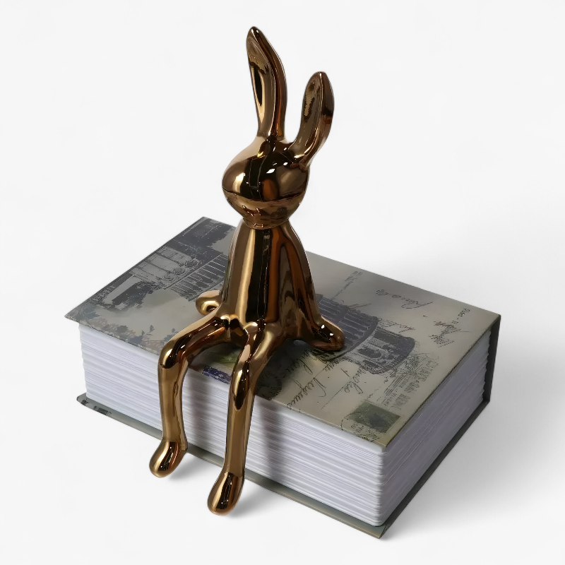 Kaninfigur i Metalfinish – Moderne Skulptur til Hylde, Reol og Stue