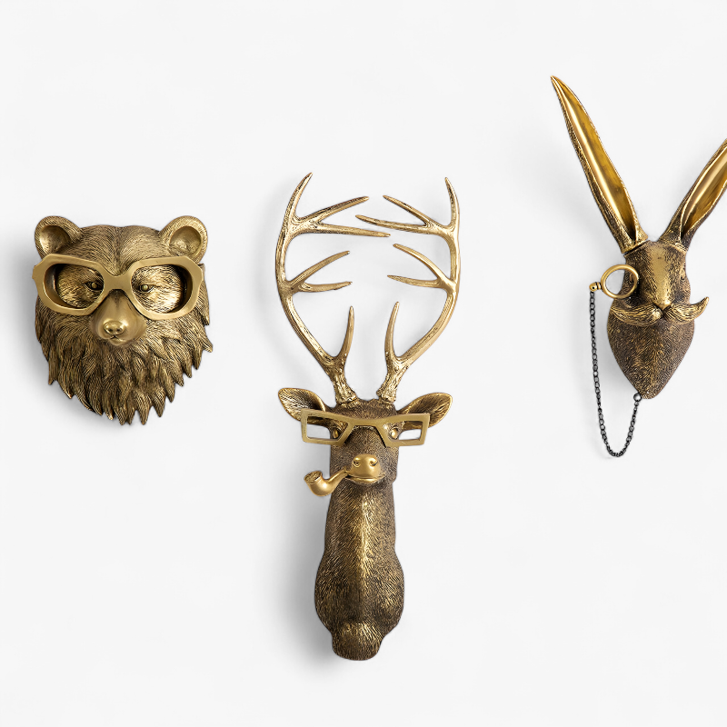 Dyrehoved med Briller – Moderne Vægdekoration i Kunstnerisk Design