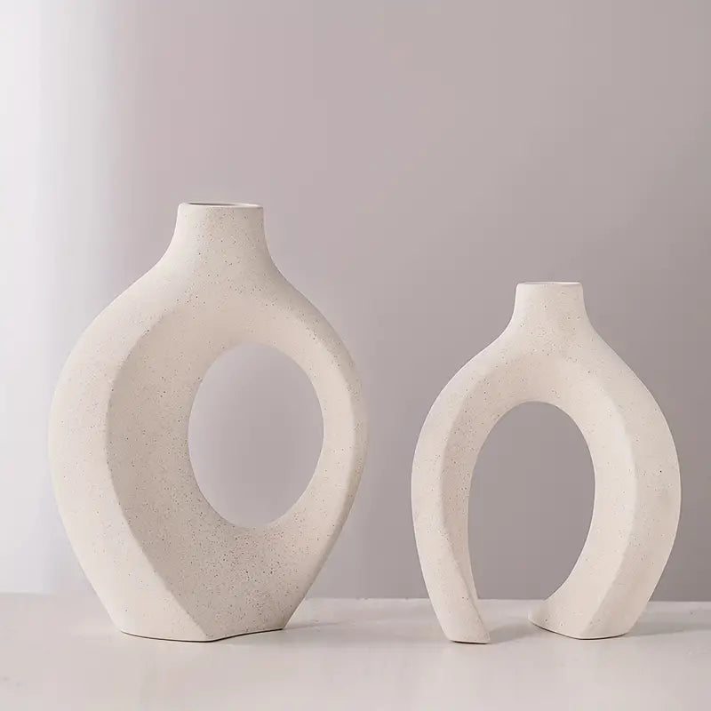 Moderne Keramisk Vase Sæt – Skulpturelt Design til Minimalistisk Indretning