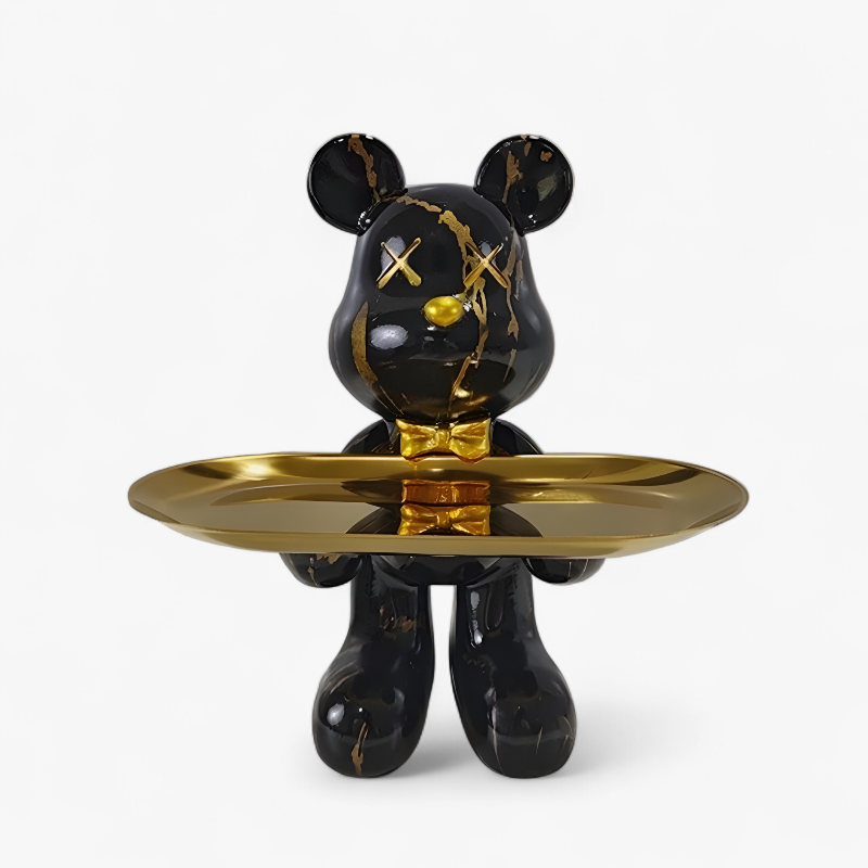 Dekorativ Bjørn med Bakke – Moderne Opbevaringsfigur til Nøgler og Smykker