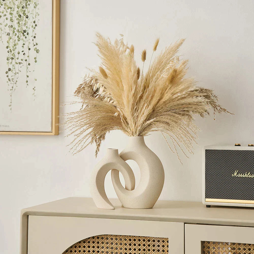 Moderne Keramisk Vase Sæt – Skulpturelt Design til Minimalistisk Indretning