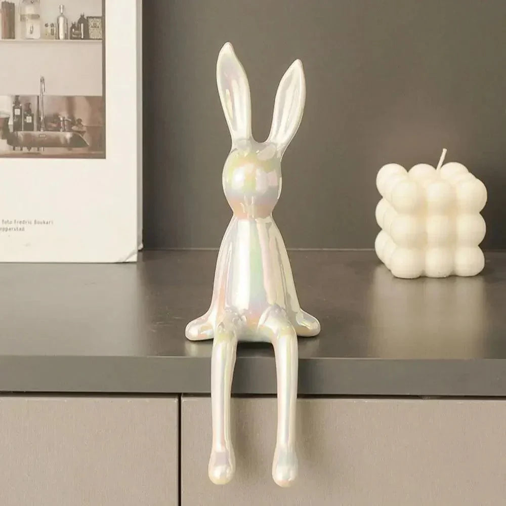 Kaninfigur i Metalfinish – Moderne Skulptur til Hylde, Reol og Stue